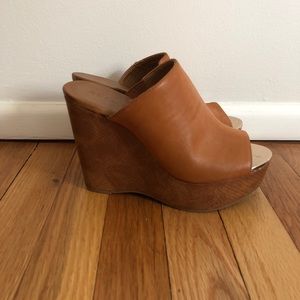 Also Brown Pleather Wedges (6.5)